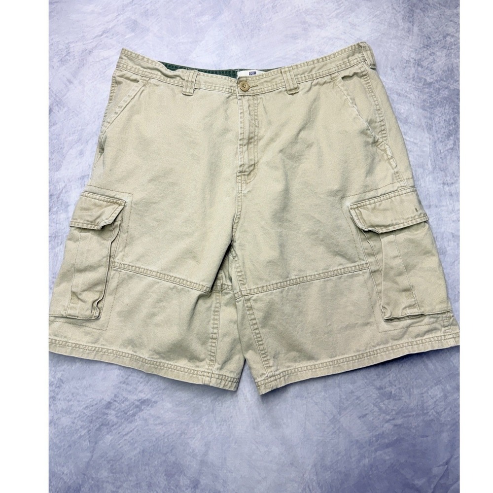 Faded Glory Mens sz 38 Sand Khaki 9" Cargo Shorts vtg Y2K utility
